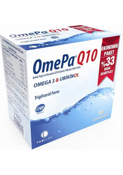 Tab İlaç Omepa-Q10 Omega 3 Ubiquinol Balık Yağı 90 Kapsül