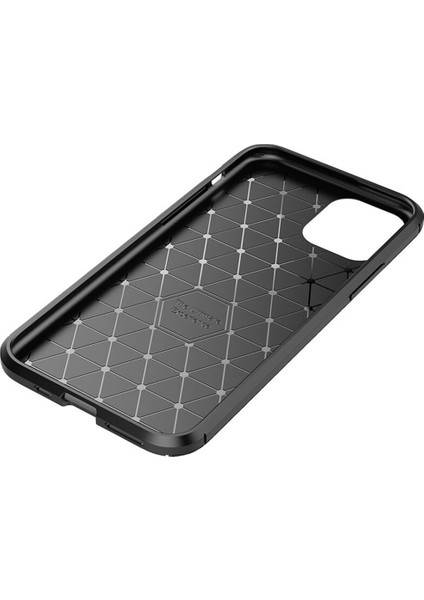 Apple iPhone 11 Pro Max Maxy Serisi Carbon Fiber Silikon Tpu Kılıf - Siyah