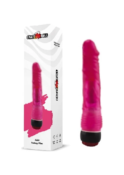 Crazy Bull 18 cm Titreşimli Pembe Jel Anal Vibratör Dildo Peni