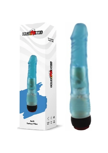 Crazy Bull 18 cm Titreşimli Mavi Jel Anal Vibratör Dildo Penis