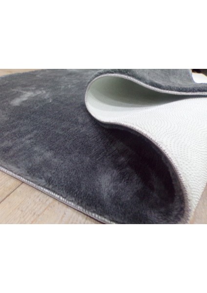 Dekoratif Peluş Halı Uzun Tüylü Yolluk Halı Koyu Gri modelleri