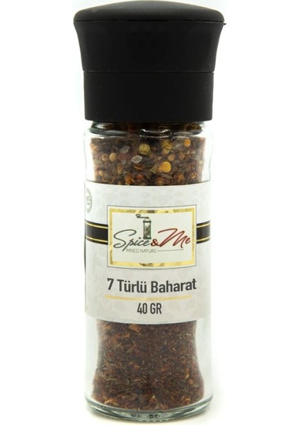 Yedi Türlü Baharat Değirmen Kapak Cam Şişe 40 gr
