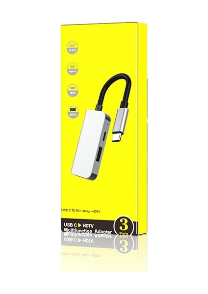 AL-31545 USB Type-C to 3 in 1 HDTV USB + PD HUB Adaptör Çoklayıcı