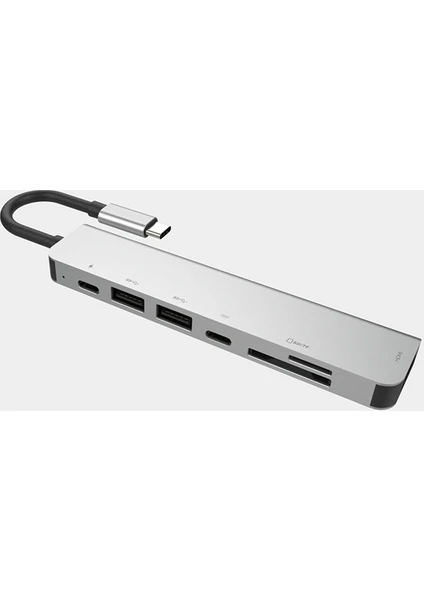 AL-31550 USB Type-C to 7 in 1 HDTV 2 x USB + PD SD&TF Okuyucu HUB Adaptör Çoklayıcı