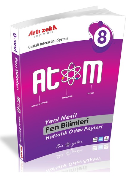 Artı Zeka Yayınları 8.Sınıf Atom Fen Bilimleri Haftalık Ödev Föyleri-2020