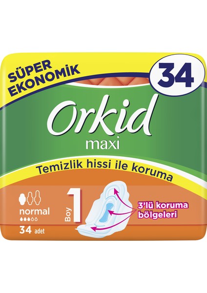 Maxi Normal 34 Adet Süper Ekonomik Paket Hijyenik Ped