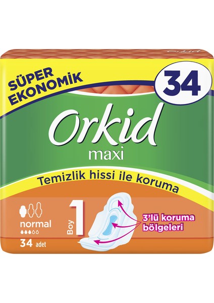 Maxi Normal 34 Adet Süper Ekonomik Paket Hijyenik Ped