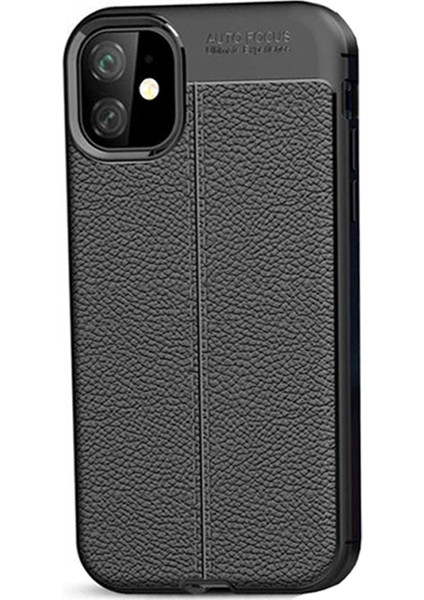 Apple iPhone 11 Leather Tpu Silikon Kılıf - Siyah