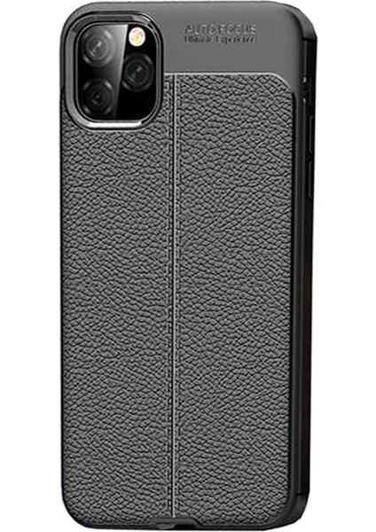 Apple iPhone 11 Pro Max Leather Tpu Silikon Kılıf - Siyah