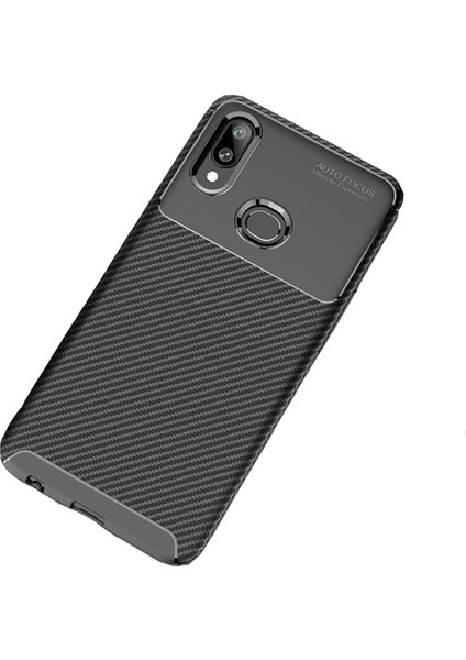 Samsung Galaxy A10s Maxy Serisi Carbon Fiber Silikon Tpu Kılıf - Siyah