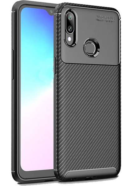 Samsung Galaxy A10s Maxy Serisi Carbon Fiber Silikon Tpu Kılıf - Siyah