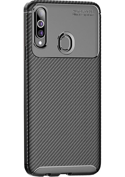 Samsung Galaxy A20s Maxy Serisi Carbon Fiber Silikon Tpu Kılıf - Siyah