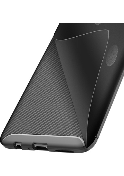 Samsung Galaxy A20s Maxy Serisi Carbon Fiber Silikon Tpu Kılıf - Siyah