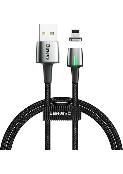 CALXC-A01 Zinc Magnetic USB Kablo Şarj iPhone Uyumlu Lightning Başlık 2.4A 1 m - Siyah