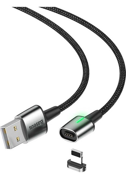 CALXC-A01 Zinc Magnetic USB Kablo Şarj iPhone Uyumlu Lightning Başlık 2.4A 1 m - Siyah modelleri