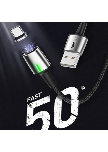 CATXC-B01 Zinc Magnetic USB Kablo Şarj USB Type-C Başlık 2.0A 2 m - Siyah modelleri