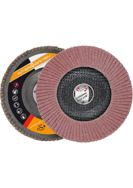 Alüminyum Oksit Ac 721 Alo Flap Disk Zımpara 60 Kum 115 mm Çap 10 Adet