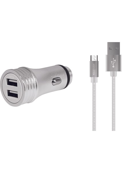 PSM45 2'li Araç Şarjı + Micro USB Şarj Kablosu 50 cm