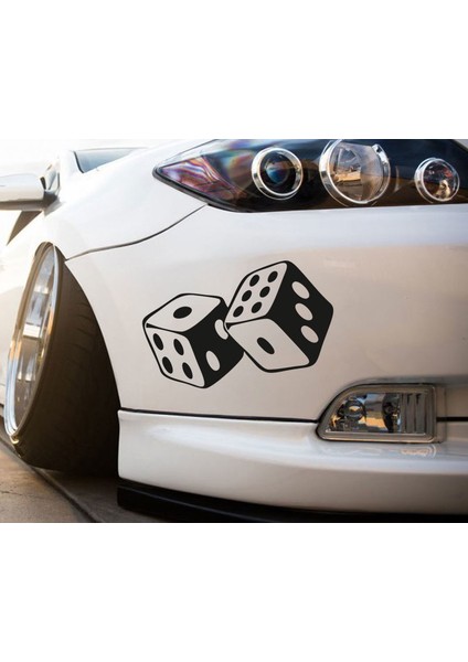 Melek - Şanslı Zar Araba Sticker 20 X 14 cm Siyah