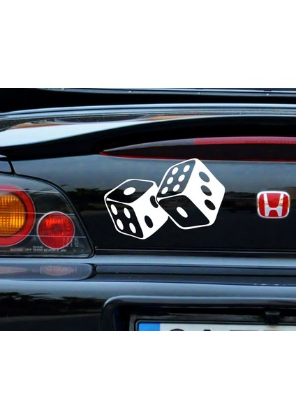 Melek - Şanslı Zar Araba Sticker 30 X 21 cm Beyaz