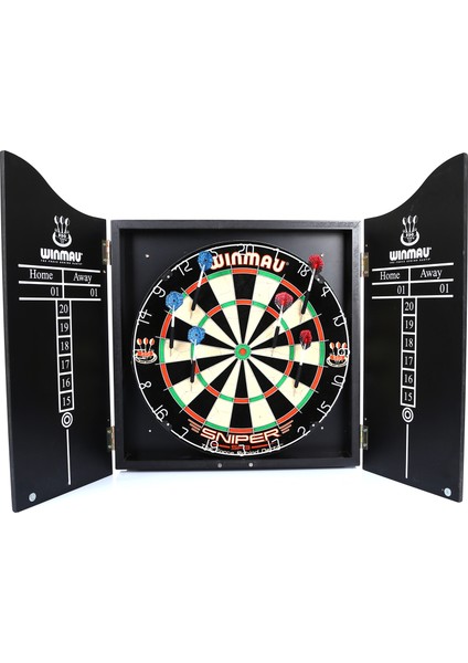 Profesyonel Dart Seti Winmau Sniper Dart Tahtası, 6 Adet Winmau Ok, Ahşap Kabin