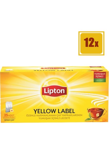 Bardak Poşet Çay Yellow Label 25 x 12'li Set