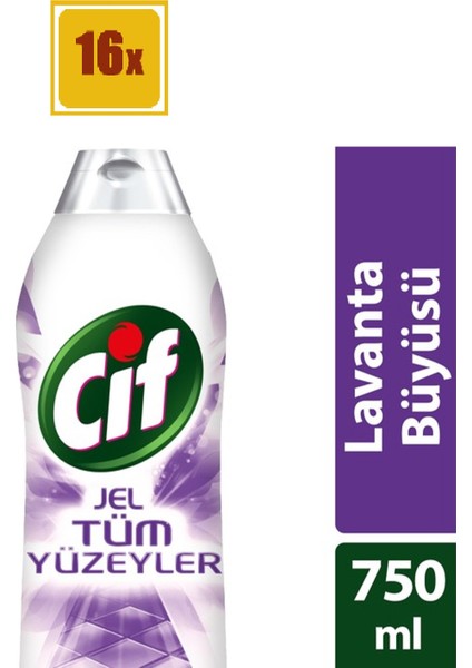 Tüm Yüzeyler Jel Lavanta Büyüsü 750 ml 16'lı Set