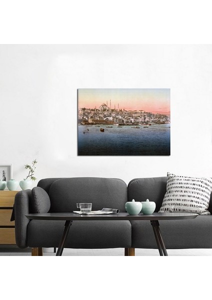 Eski İstanbul Silüeti Fotoğraf Kanvas Tablo