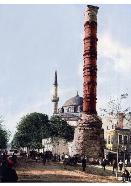 Eski İstanbul Çemberlitaş Fotoğraf Kanvas Tablo