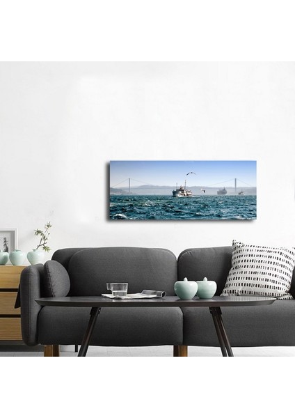 İstanbul Boğaz ve Vapur Fotoğraf Kanvas Tablo