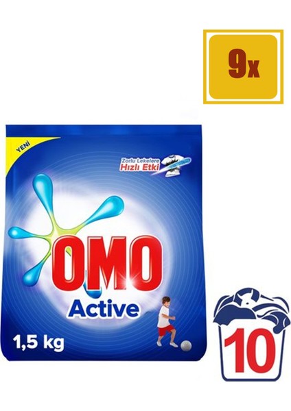 Matik Active 1,5 kg Toz Çamaşır Deterjanı 9'lu Set