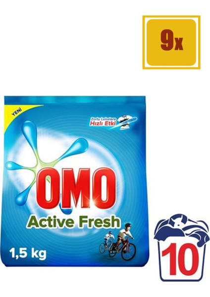 Matik Active Fresh 1,5 kg Toz Çamaşır Deterjanı 9'lu Set