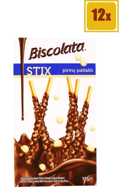 Biscolata Stix Pirinç Patlaklı 34 gr 12'li Set