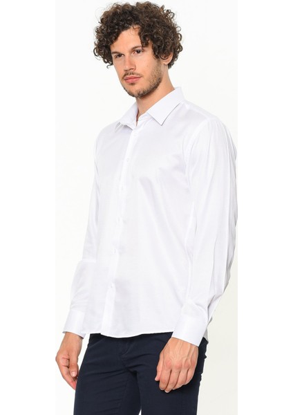 Erkek Beyaz Slim Fit Dar Kesim Uzun Kol Gömlek fiyatları
