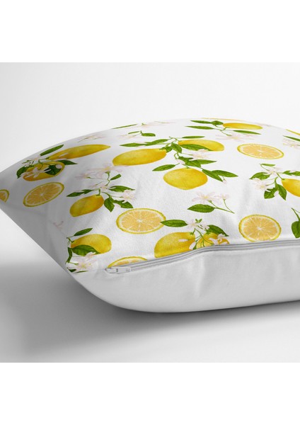 Limon Desenli Ilkbahar Renkleri Dijital Baksılı Yer Minderi - 70 x 70 cm fiyatları