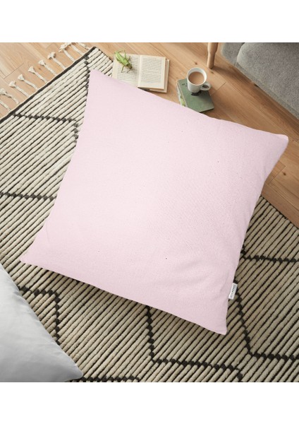 Pembe Renkli Dijital Baskılı Dekoratif Yer Minderi - 70 x 70 cm
