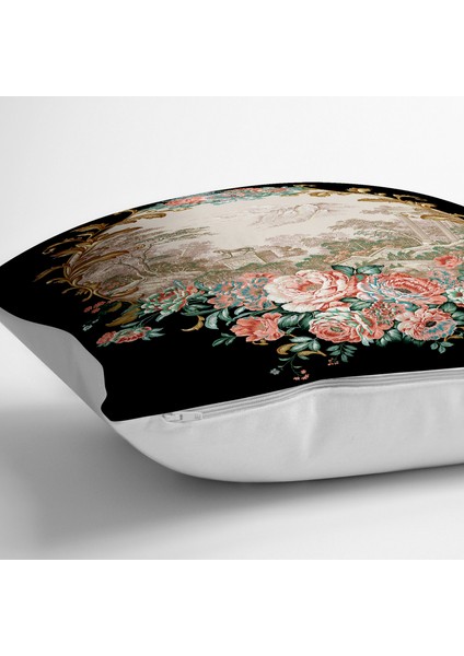 Siyah Zeminde Çiçek Bahçesi Exclusive Modern Tasarımlı Yer Minderi - 70 x 70 cm fiyatları