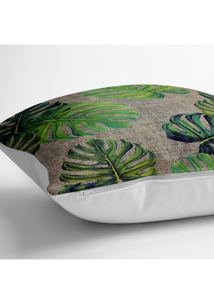 Çuval Zeminli Palmiye Yaprakları Özel Tasarım Yer Minderi - 70 x 70 cm fiyatları