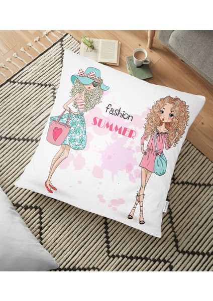 Fashion Summer Özel Tasarımlı Dijital Baskılı Yer Minderi - 70 x 70 cm