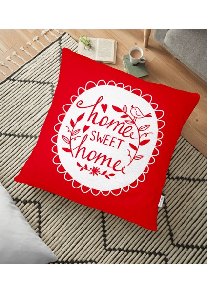Home Sweet Home Dijital Baskılı Dekoratif Yer Minderi - 70 x 70 cm