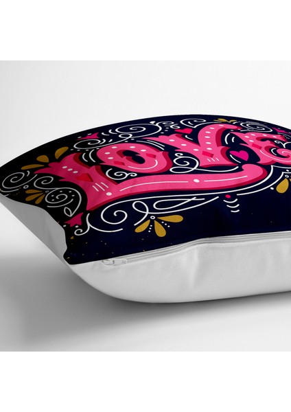 Renkli Love Baskılı Dijital Baskılı Modern Yer Minderi - 70 x 70 cm fiyatları