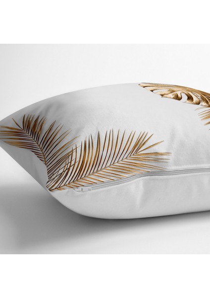 Altın Renkli 3D Palmiye Yaprakları Modern Yer Minderi - 70 x 70 cm fiyatları
