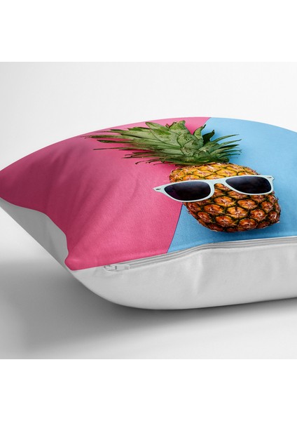 Mavi Pembe Ananas Desenli Modern Yer Minderi - 70 x 70 cm fiyatları