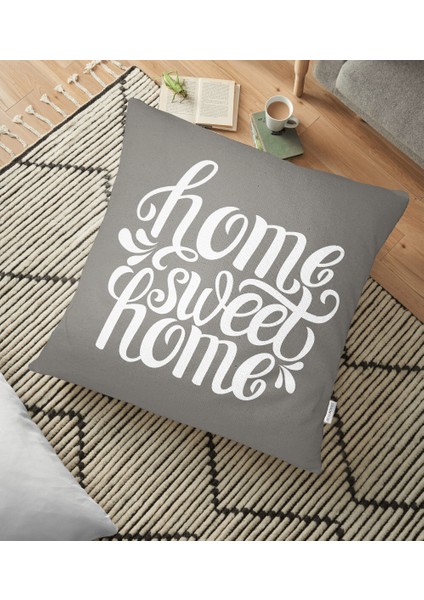 Home Sweet Home Dijital Baskılı Dekoratif Yer Minderi - 70 x 70 cm