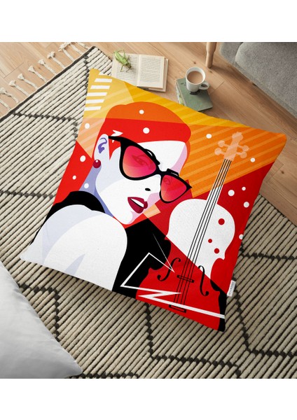Fashion Lady Dijital Baskılı Dijital Baskılı Dekoratif Yer Minderi - 70 x 70 cm