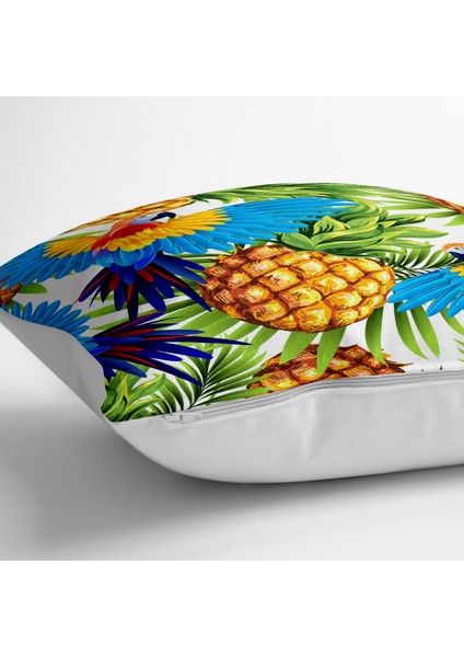 Ananas ve Palmiye Yaprakları Dekoratif Yer Minderi - 70 x 70 cm