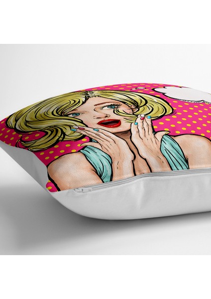 Pop Art Resimli Dijital Baskılı Dekoratif Yer Minderi - 70 x 70 cm fiyatları