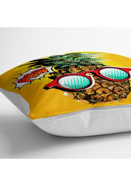 Pop Art Temalı Ananas Özel Tasarım Yer Minderi - 70 x 70 cm fiyatları