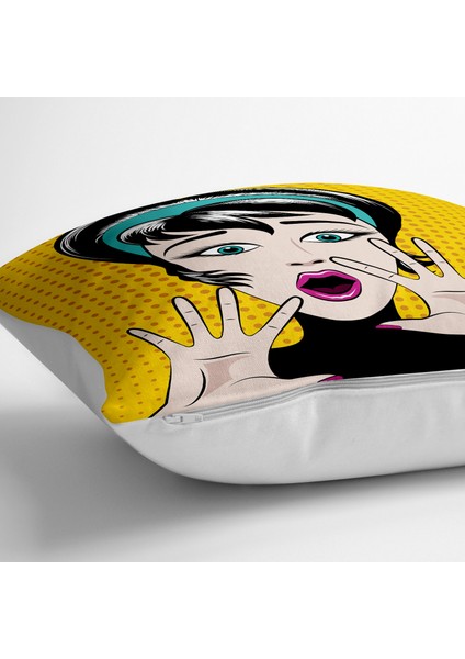 Pop Art Resimli Dijital Baskılı Dekoratif Yer Minderi - 70 x 70 cm fiyatları