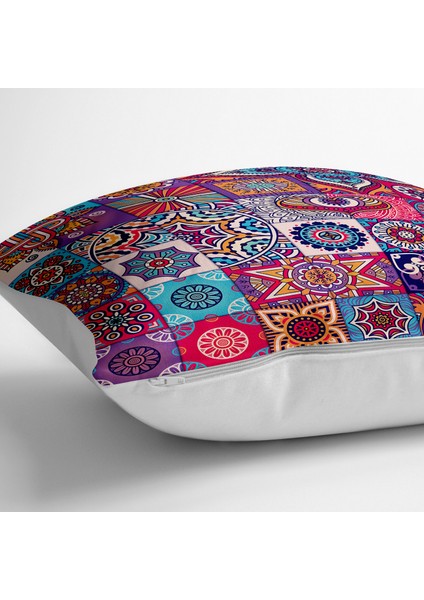 Renkli Mozaik Desenli Dijital Baskılı Yer Minderi - 70 x 70 cm fiyatları